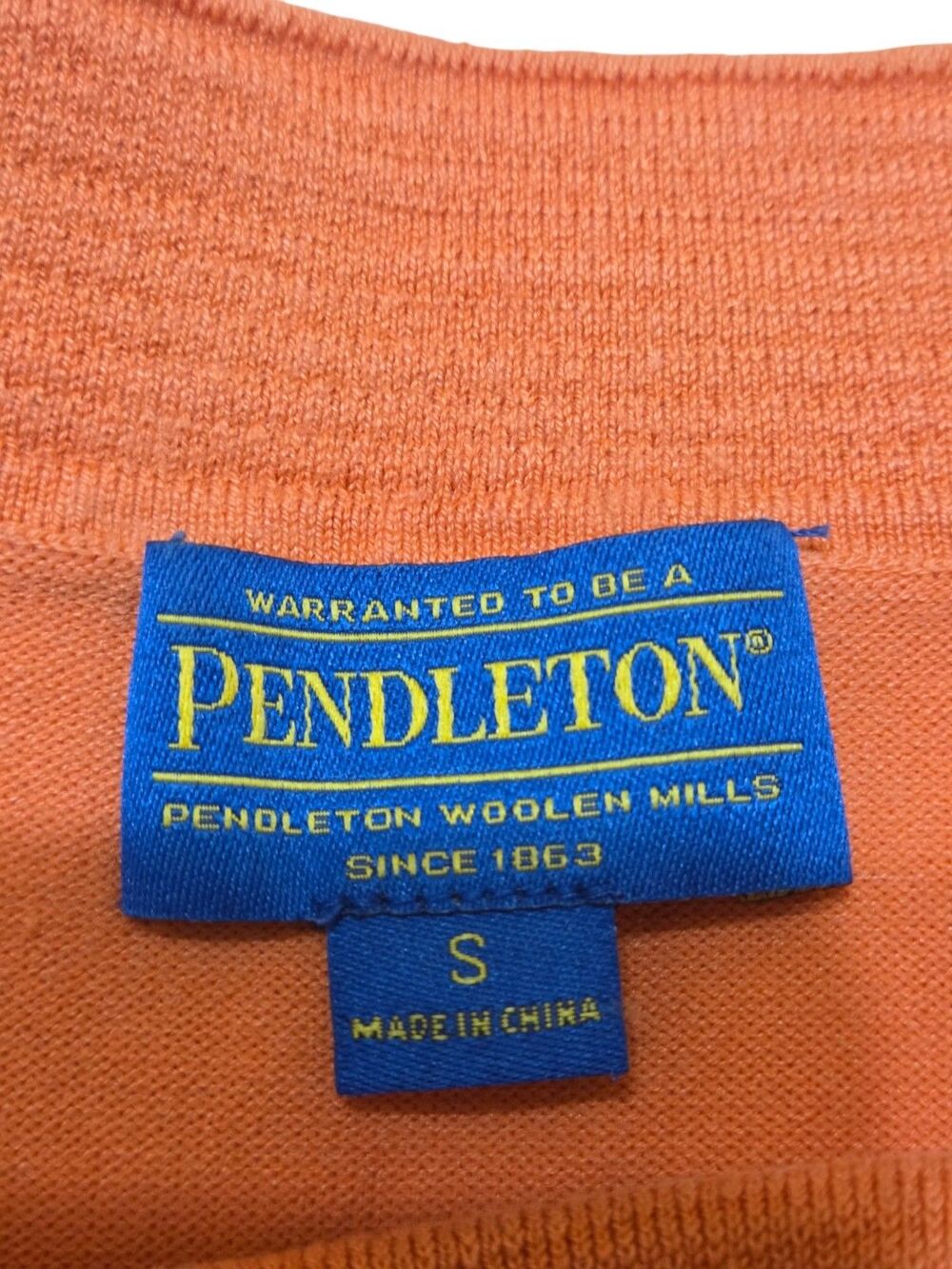 Pendleton Short Sleeve Sweater Women's S Silk Blend Orange Keyhole Neck C35.1 - Picture 3 of 9